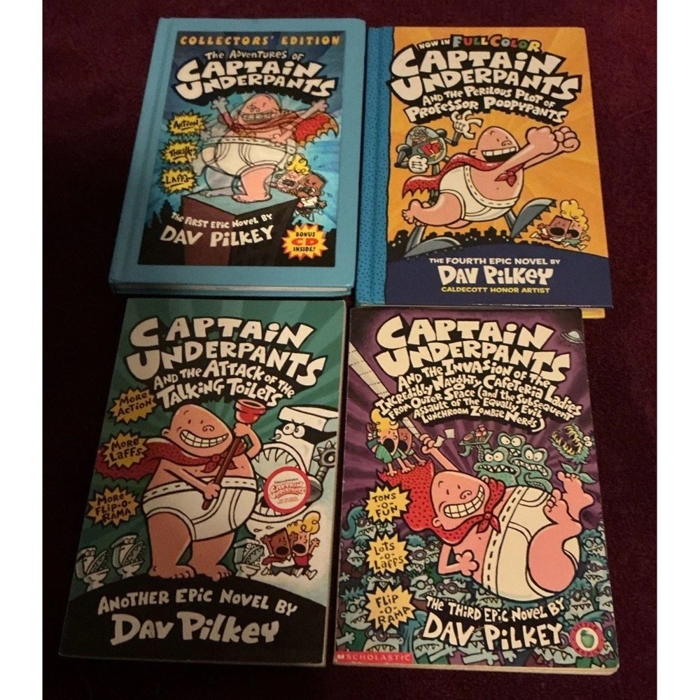 Captain Underpants Scholasticâ Lot Of 4 Paperback And Hardcover Dav Pilkey